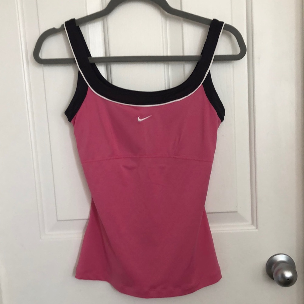 Nike pink and grey tennis tank top with a built-in bra
